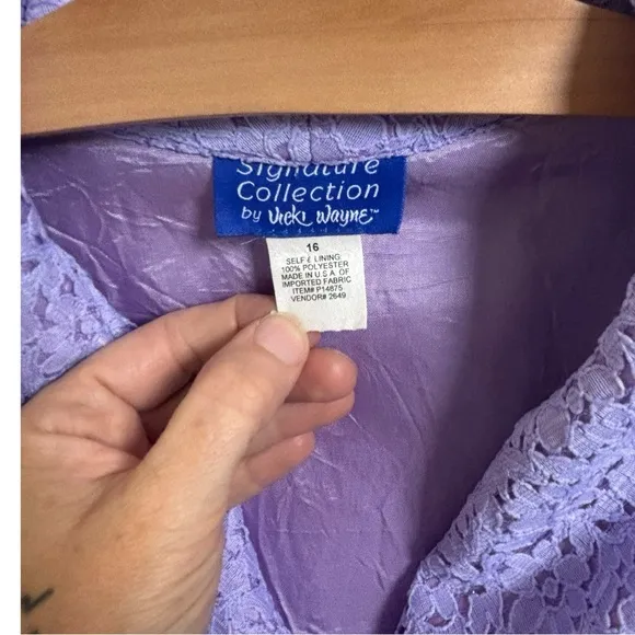 Vintage Vicki Wayne Lavender Lace Button Front Jacket Skirt Suit Set Size‎ 16 Purple - Image 4