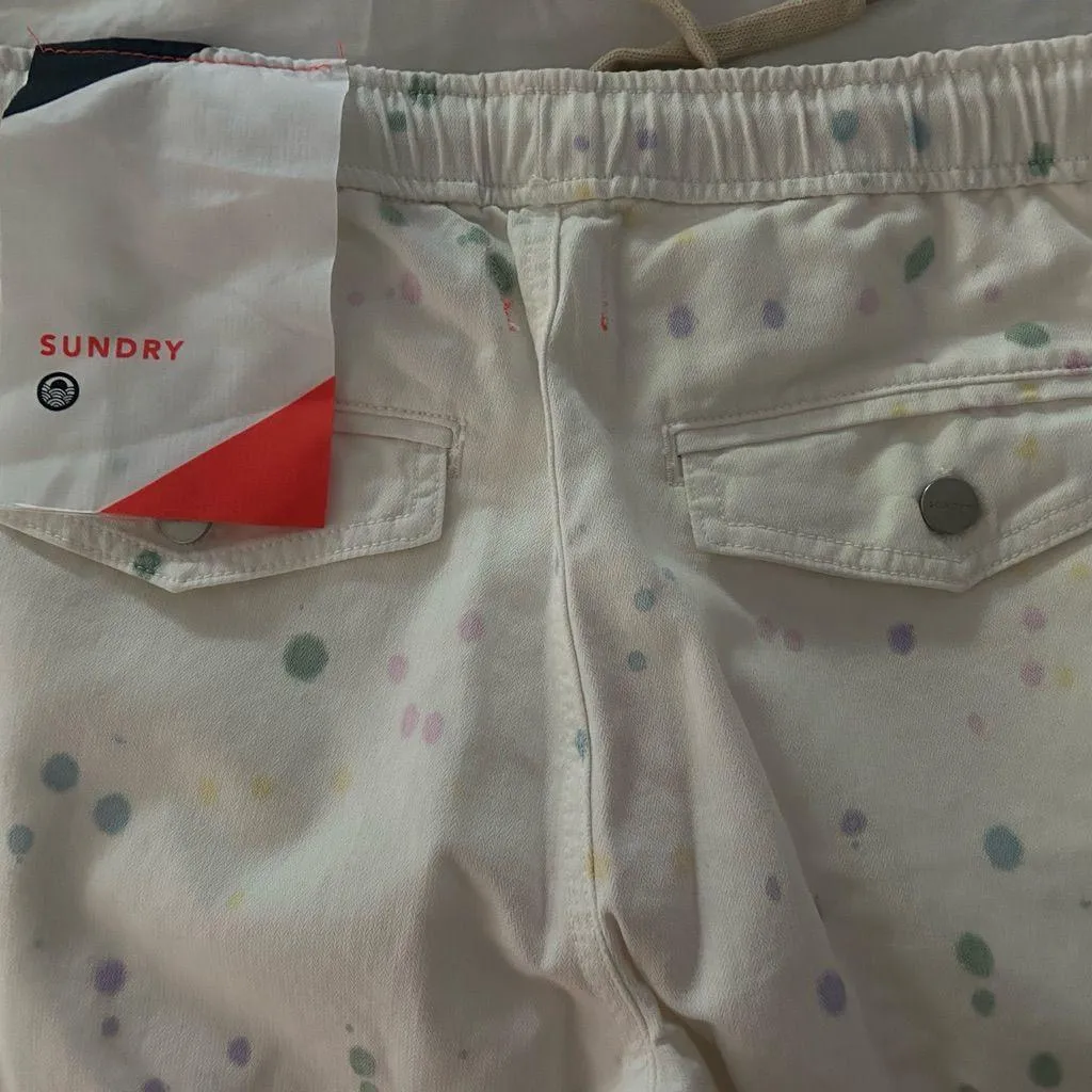 Sundry White Pants with Colorful Dots - Image 4