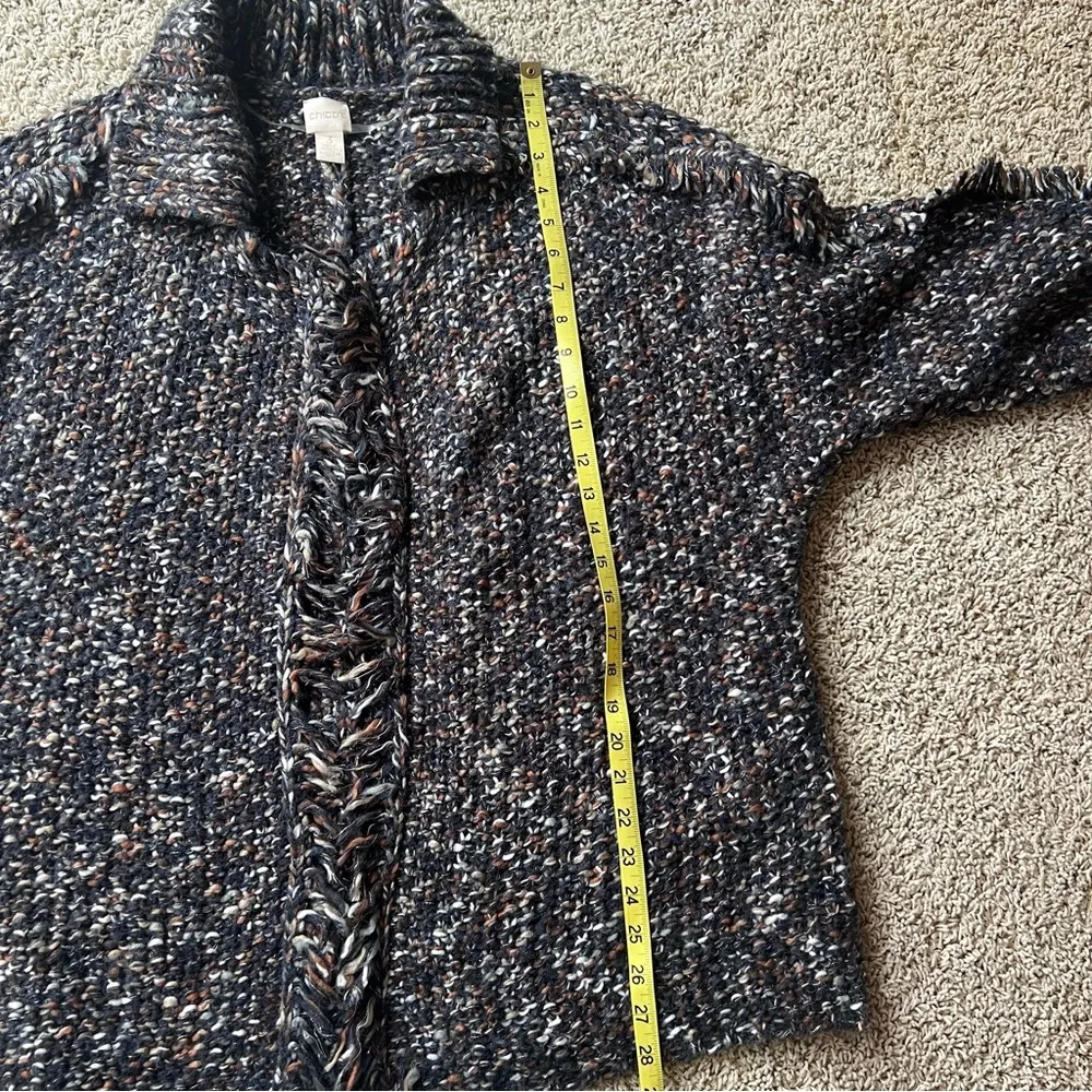 Chico’s Chunky Knit Fringed Sweater Cardigan Size 3 (XL - 16) Boho Brown S1 - Image 8
