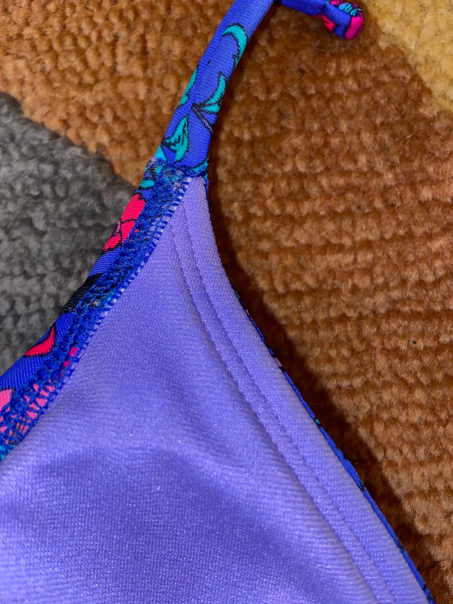 Bohemian Vintage y2k Floral Ruffle Bow Tie Triangle Bikini Top XS - Image 8