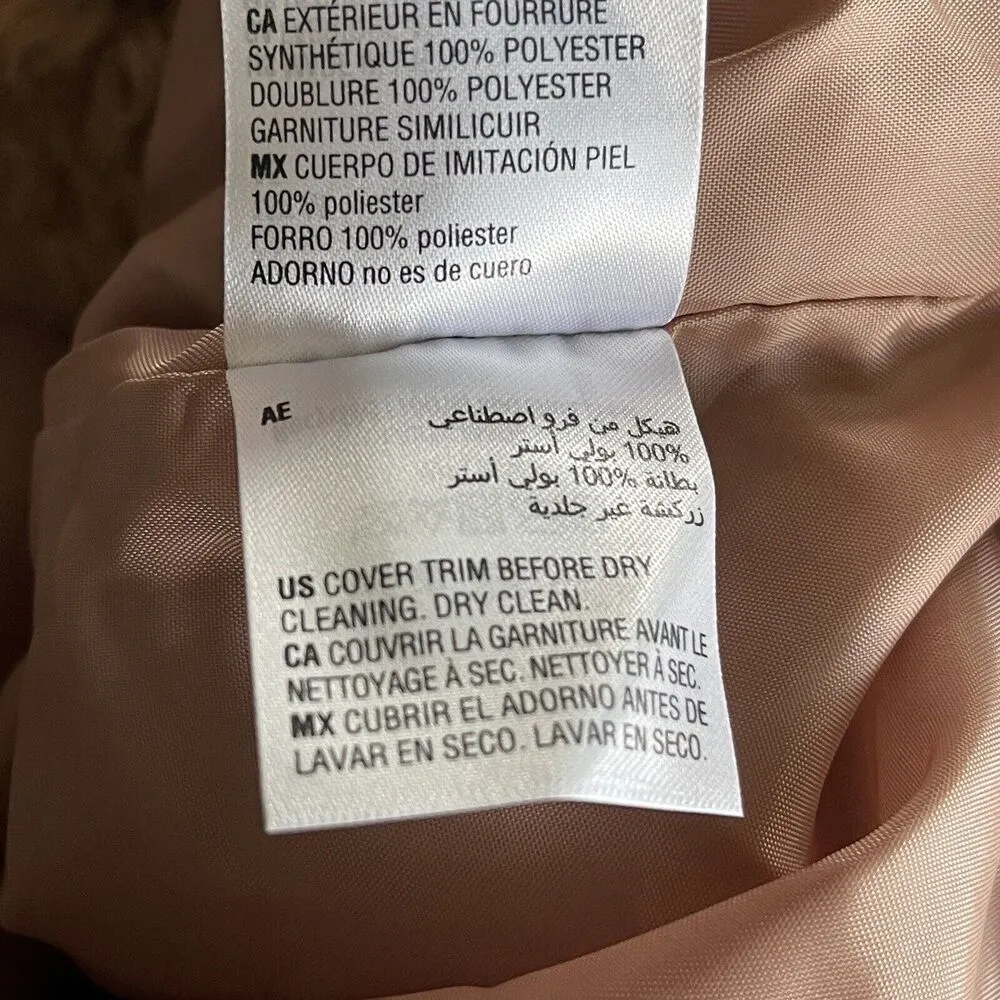 INC X-Large Faux Fur Vest Full-Zip Sleeveless Lined Pocket Collared Clay Tan New - Image 12