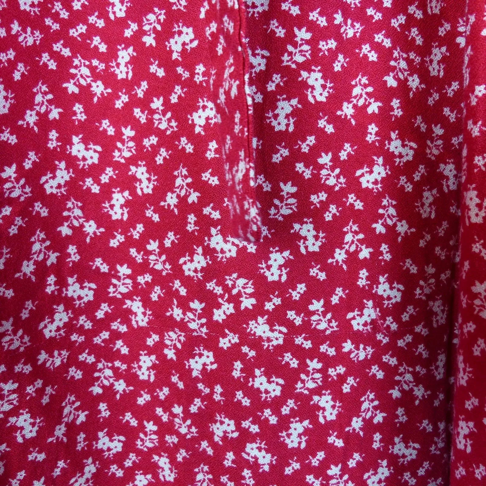 Saks Fifth Avenue Dress Womens US 12 Red Ditsy Floral Button Midi Viscose Boho - Image 10