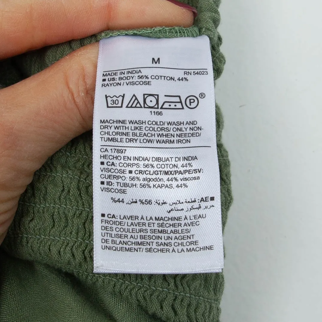 Old Navy Womens Smocked Jumpsuit Green Wide Leg Casual Summer Size M Stretch - Image 7