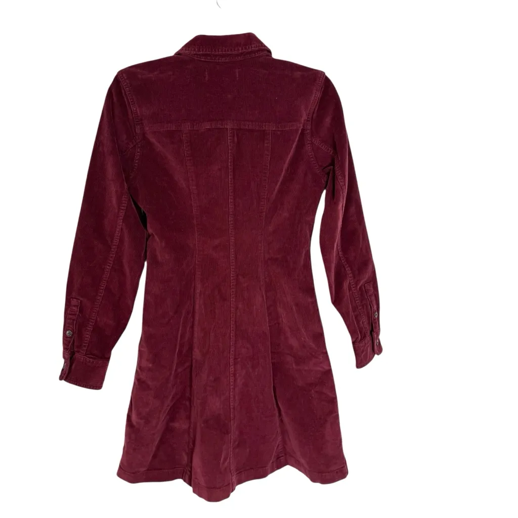NWT Madewell Corduroy Long Sleeve Seamed Mini Shirt Dress Cabernet Size 00 - Image 7