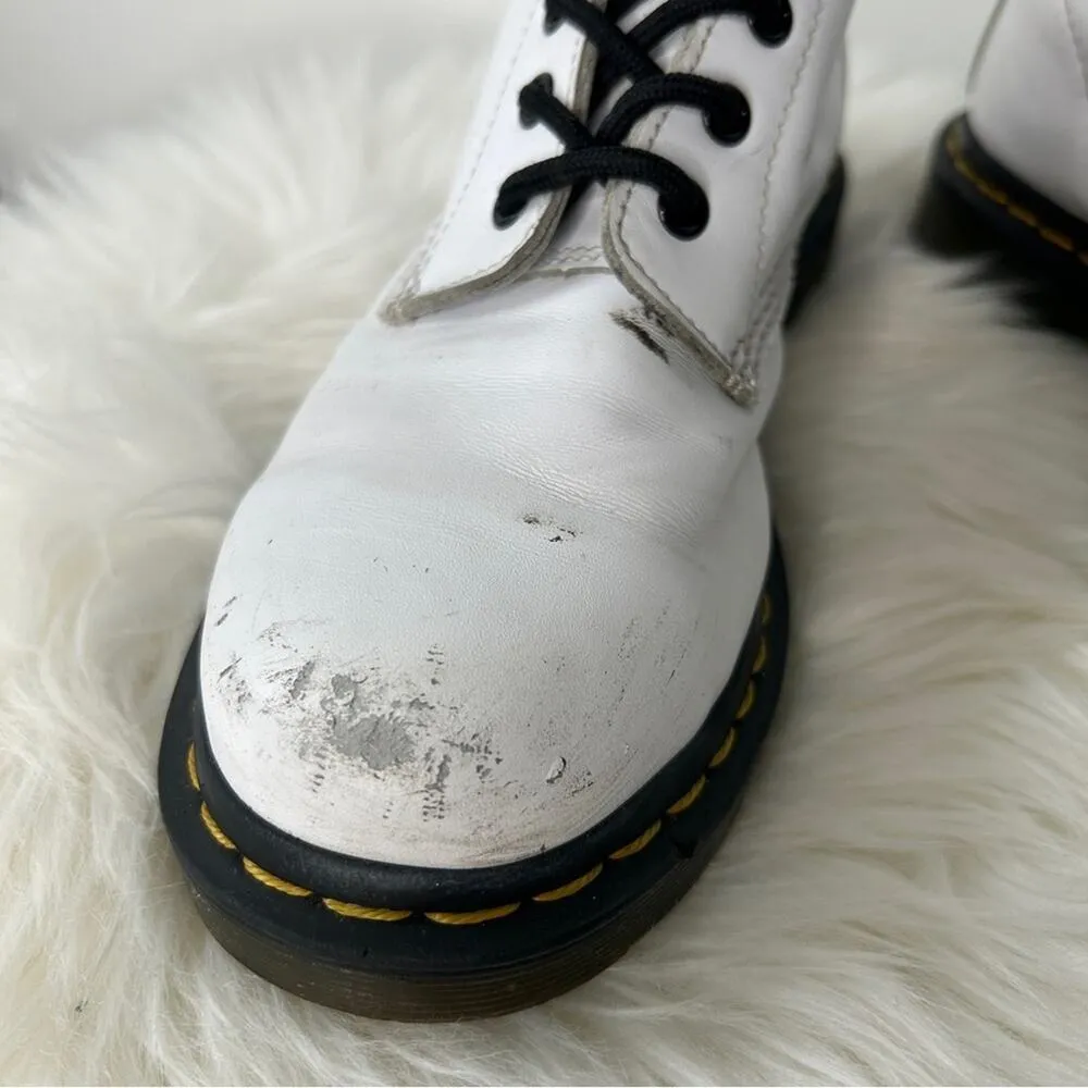 DR MARTENS 1460 White Smooth Leather Lace Up Boots Size 8 Grunge Punk Goth Alt - Image 10