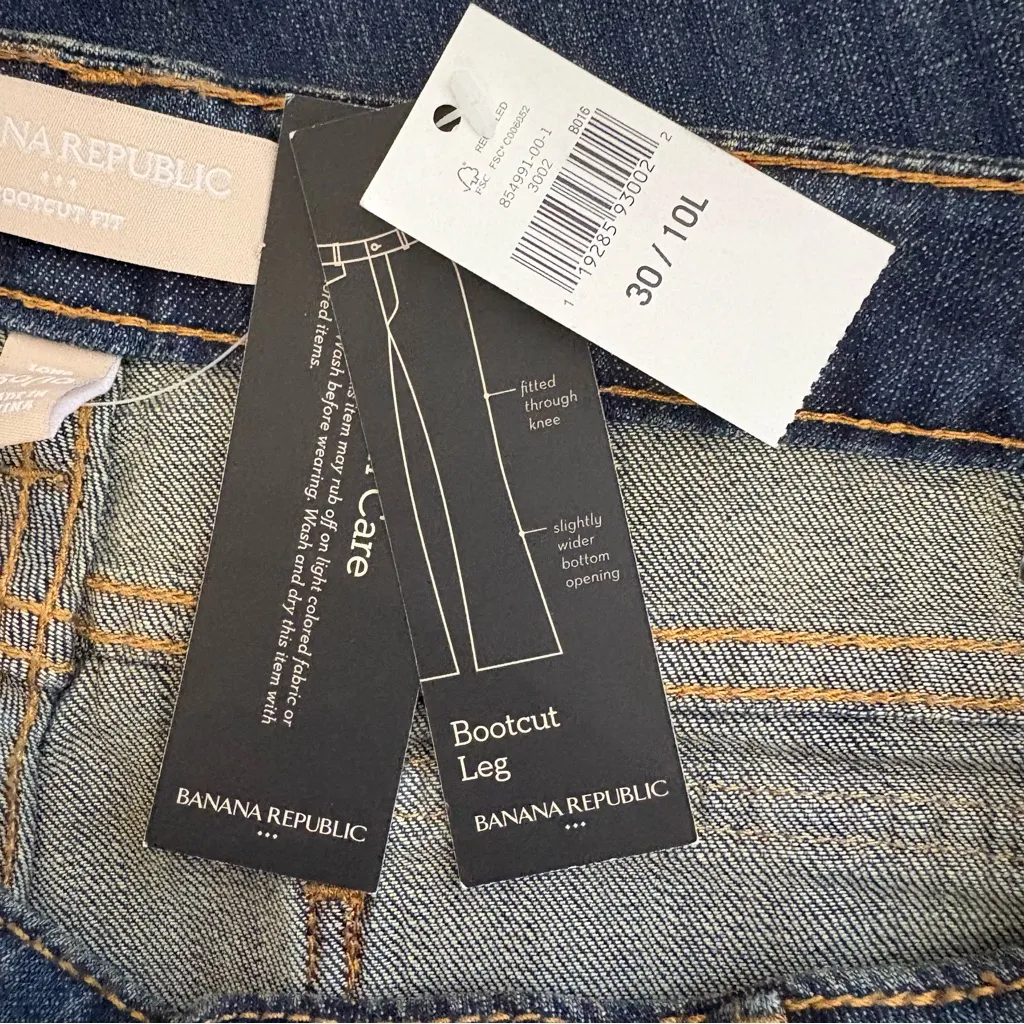 NWT Banana Republic Sz 30 10L 10 Long Boot Cut Leg Jeans Flap Back Pockets - Image 7