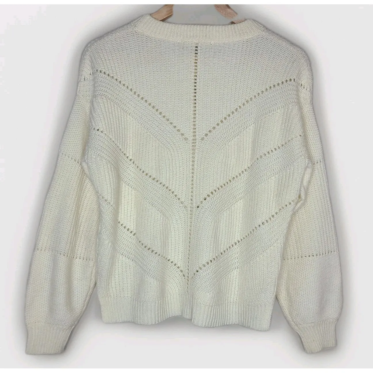 Marine Layer Cream Olivia Long Sleeve Crew Neck Pullover Womens Sweater Size S - Image 4
