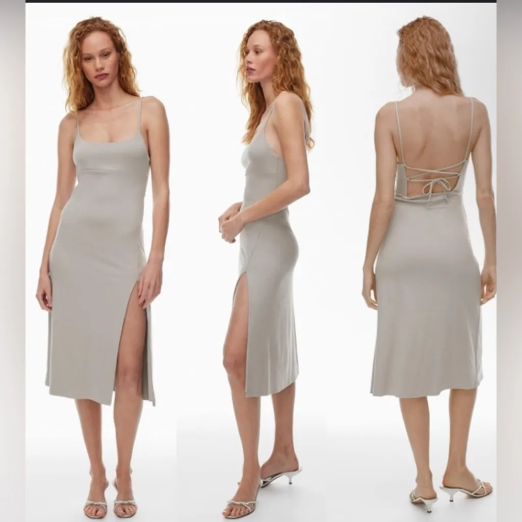 🌺ARITZIA WILFRED GREY DREAMWEAVER LACE UP MIDI DRESS SIZE X-SMALL🌺 - Image 2