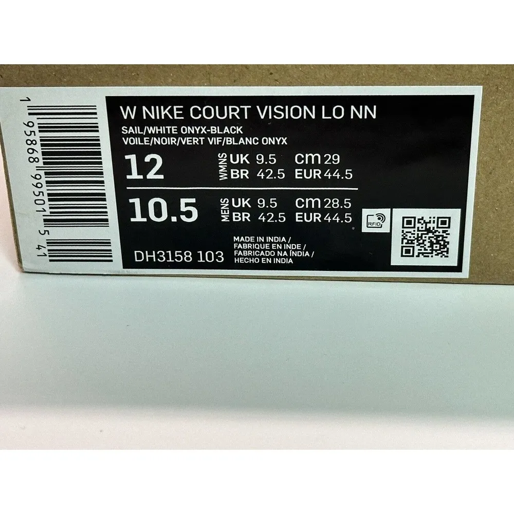 NIKE COURT VISION LO NN DH3158 103 WOMENS 12 / MENS 10.5 SHOES SAIL/ WHITE ONYX - Image 6