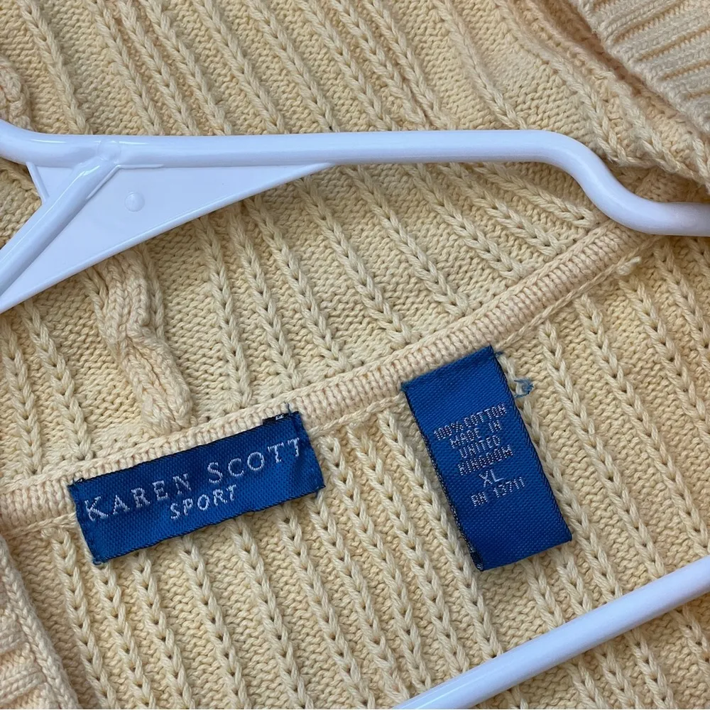 Fisherman Cableknit Sweater cotton hoodie womens Yellow (xlarge) classic heavy - Image 2