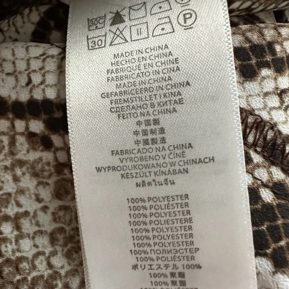 NEW Michael Kors Snakeskin Brown Full Zip Shirt Pockets Logo Long Sleeve Mobwife Size L - Image 7