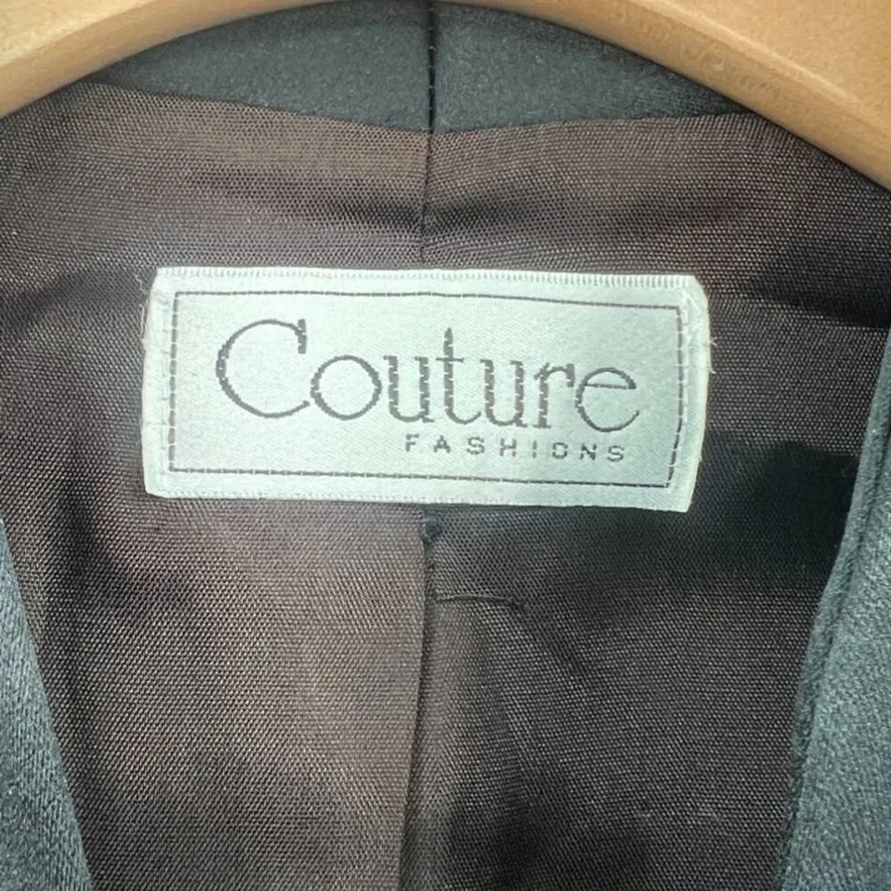 Couture Fashions | 6 | VINTAGE Women's Beaded Black Satin Evening Blazer Jacket - Image 5