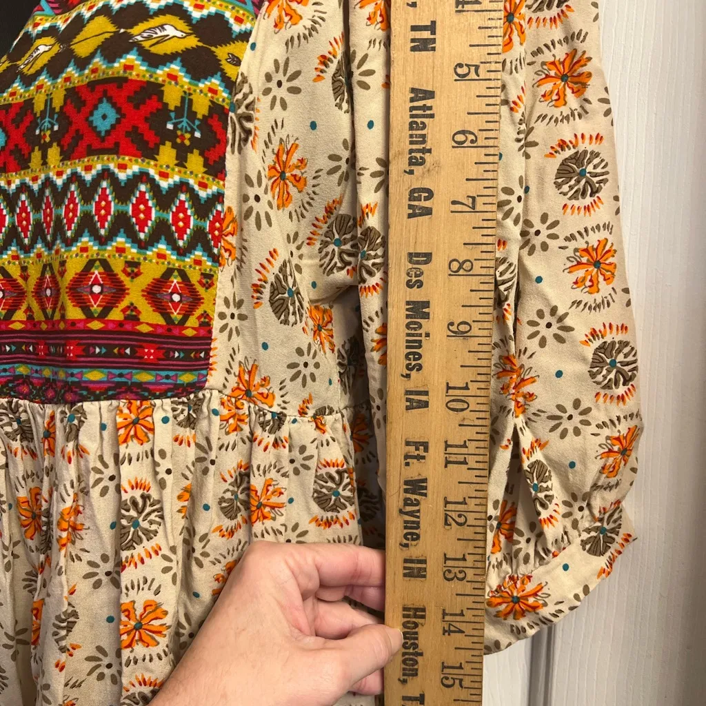 Umgee Bohemian Multicolor Patterned Long Blouse Sz S - Image 5