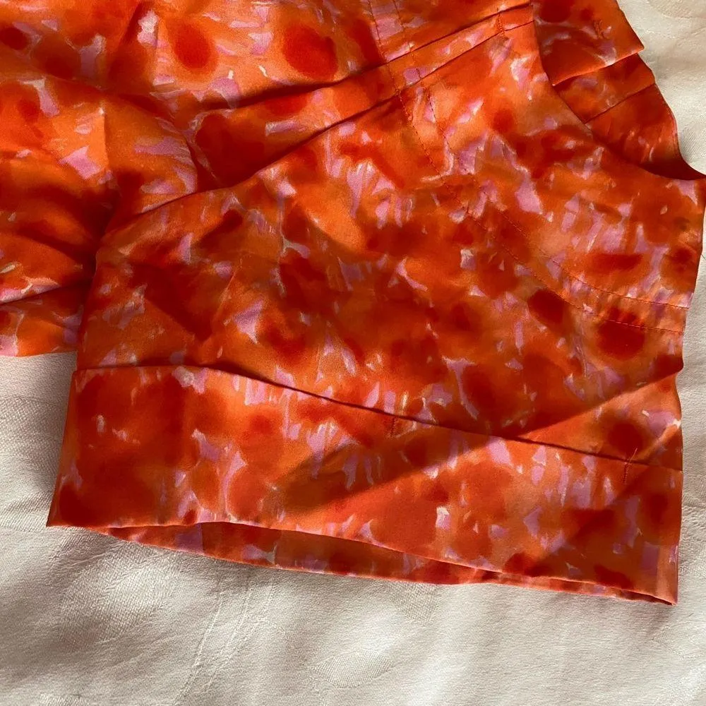 Banana Republic Orange Silk Short Sleeve Blouse Sz XS - Image 8