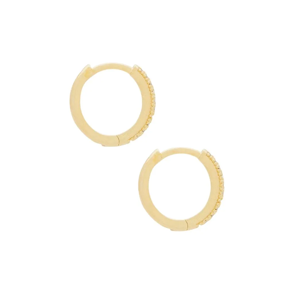 The M Jewelers NY The Melrose Huggies in Gold New Womens Small Hoops Crystals - Image 2