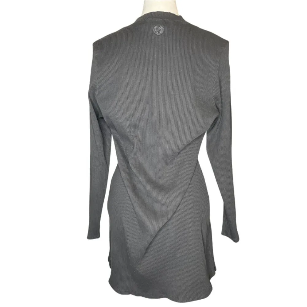 PINK Victoria's Secret Black Lottie Rib Knit Mini Dress Long Sleeve XXL - Image 3