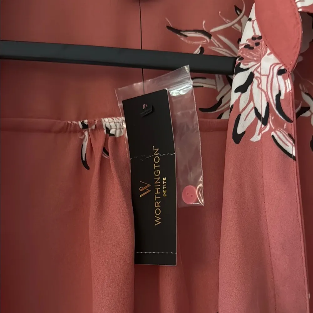 Worthington Floral Pink Button-Up Blouse - Image 3