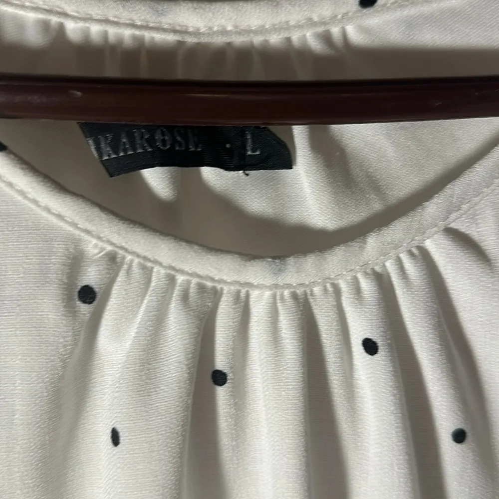 Mikarose Women Short sleeve top fully lined blue Polka dot Sz L New . - Image 5