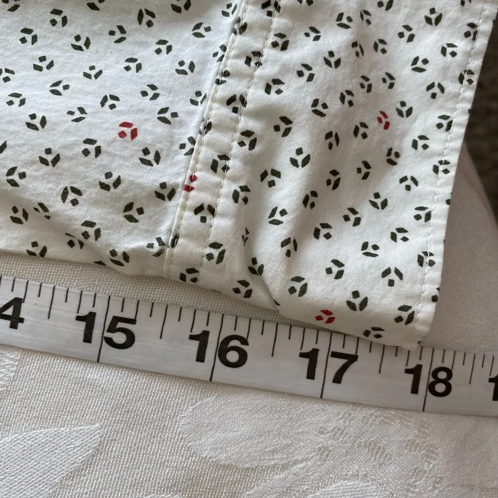 LL Bean Cotton Button Up Long Sleeve Shirt White with Green accents sz 4 - Image 6