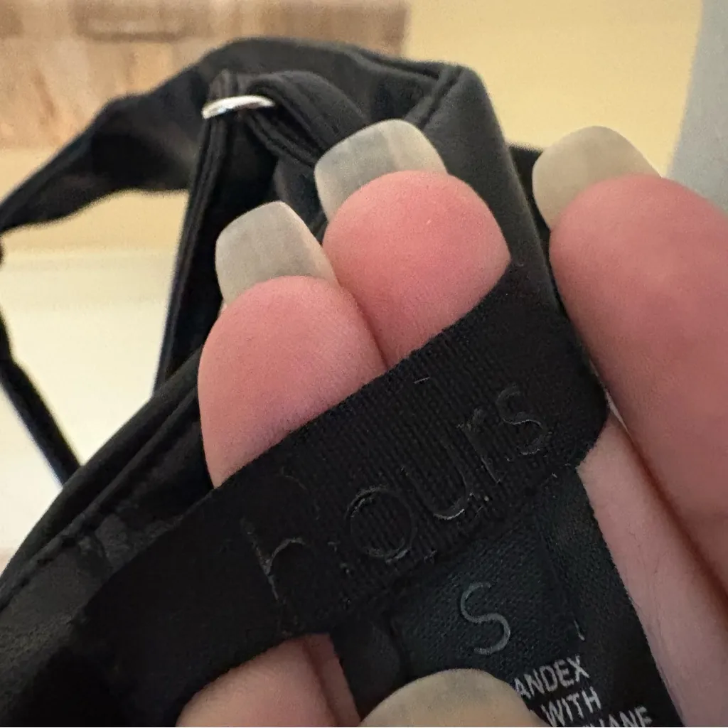 H:OURS Doyle Mini Dress‎ Black Faux Leather Size Small - Image 6