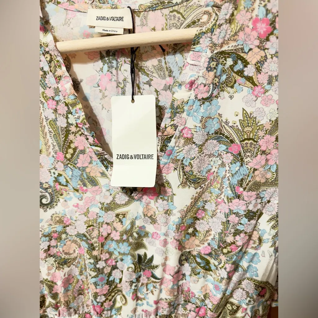 Zadig & Voltaire Remove Soft Yoko Flower Dress WWDR01228500X05 size Large NWT - Image 7