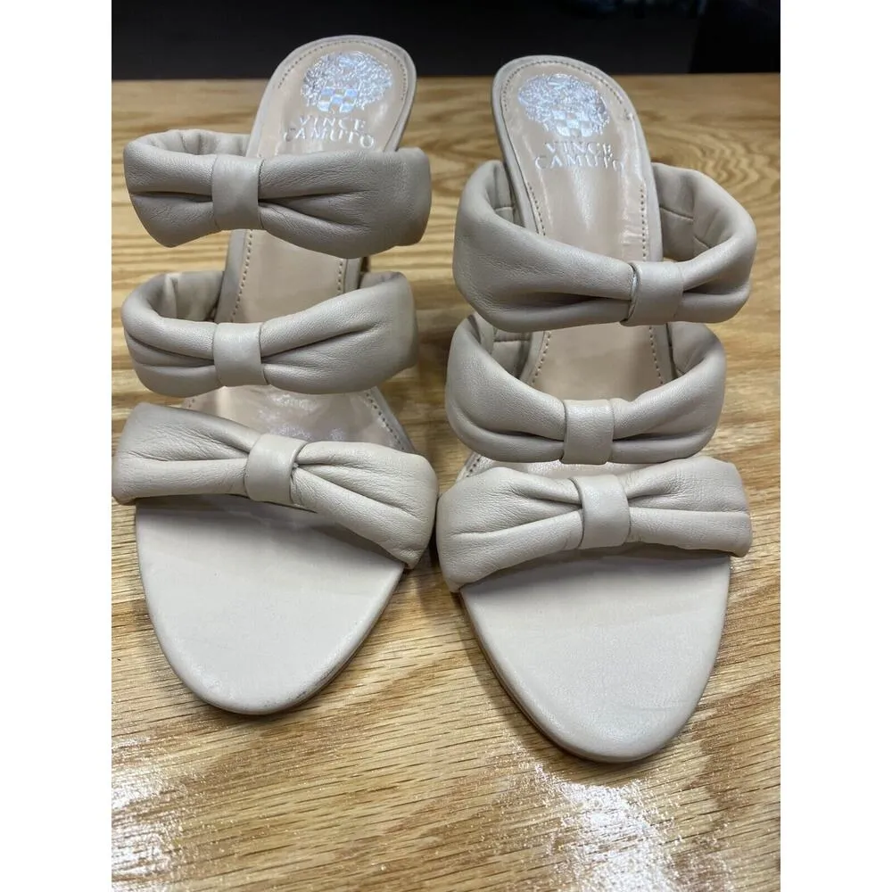 Vince Camuto Thendie Stiletto Pump Heels Women's 8.5 Beige Leather Slip-On S57 - Image 2