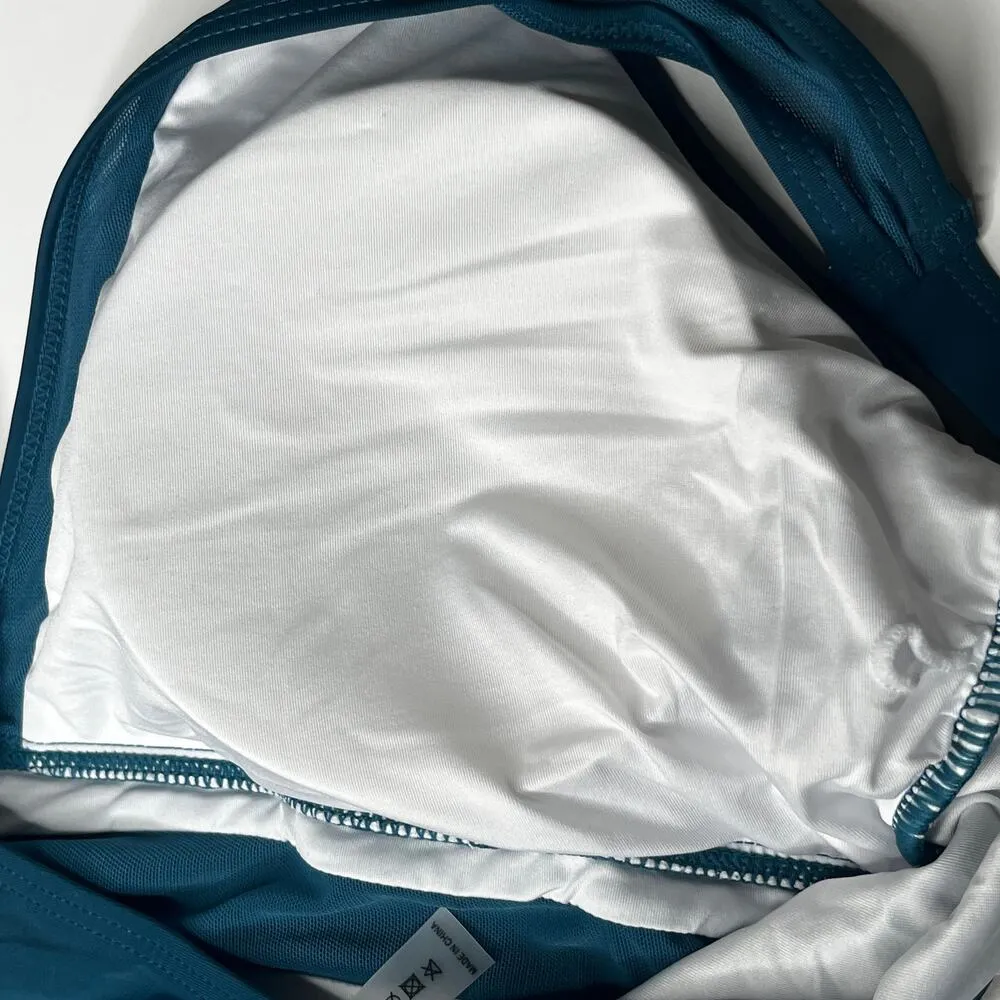 Teal One Piece Deep V Swimsuit XXL Blue - Image 6