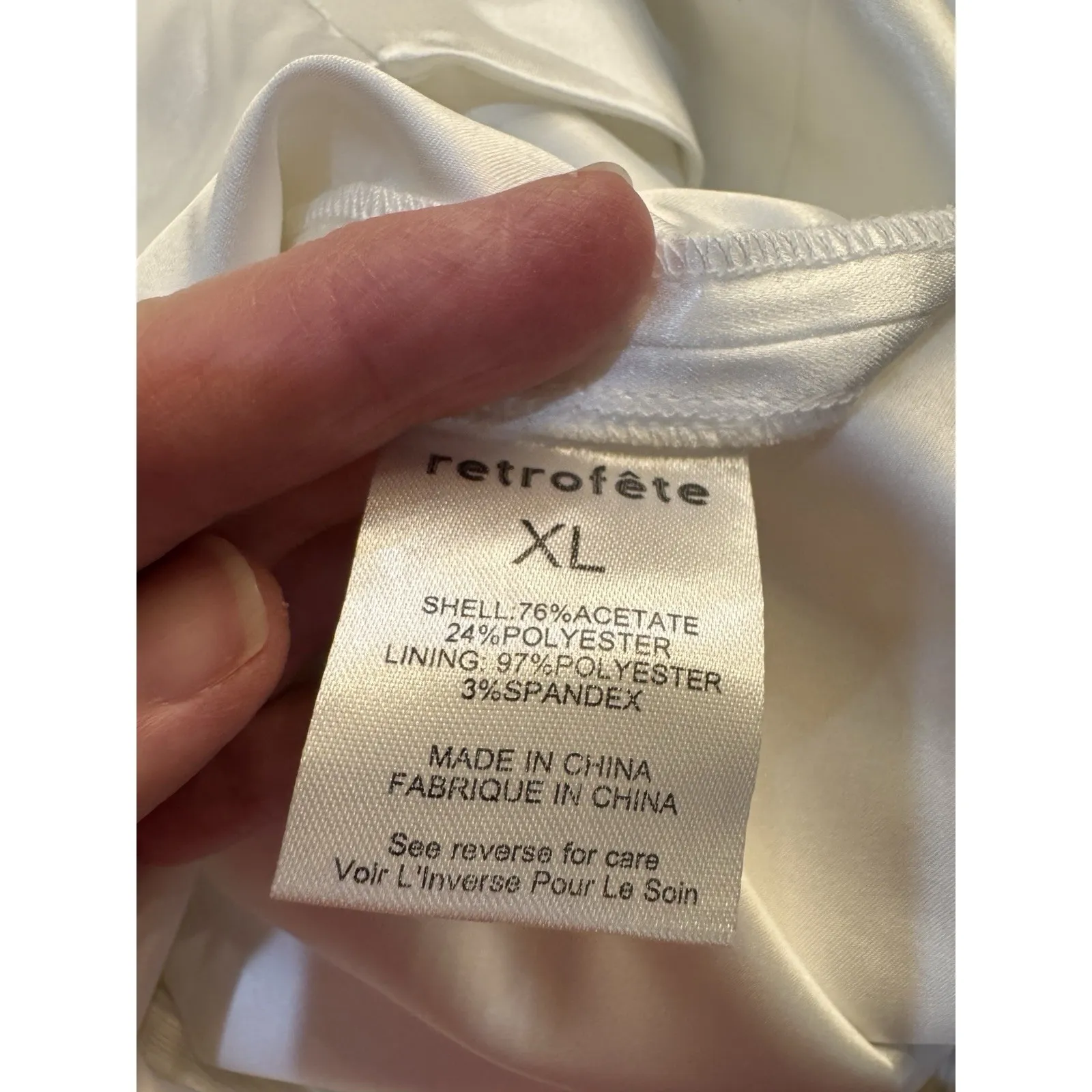 Retrofête Marilyn Tulip‎ Miniskirt White Size XL White Faux Wrap Ruched Satin - Image 12