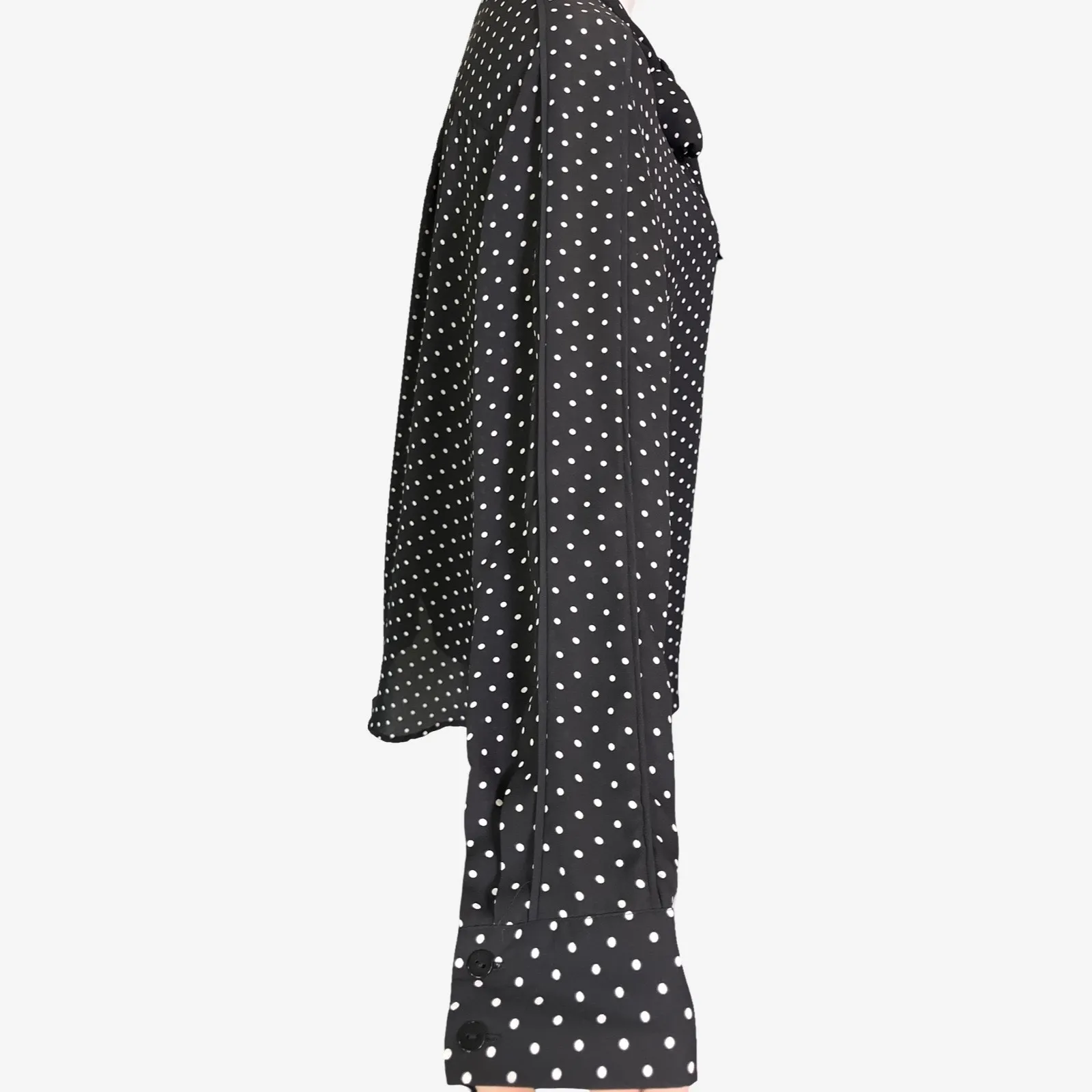 Who What Wear Black White Polka Dot Tie Neck Blouse XL Long Sleeve - Image 5