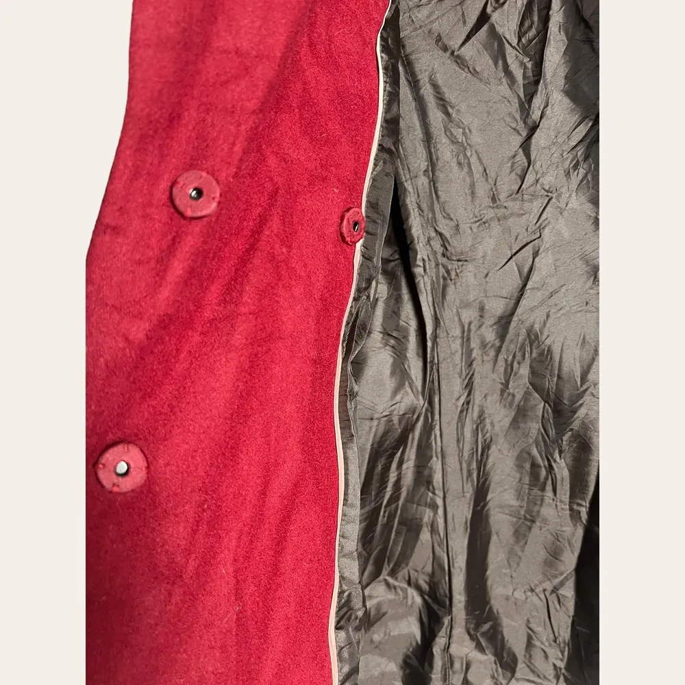 Calvin Klein Women’s Red Wool Blend Shawl Collar Coat Size 12 - Image 3