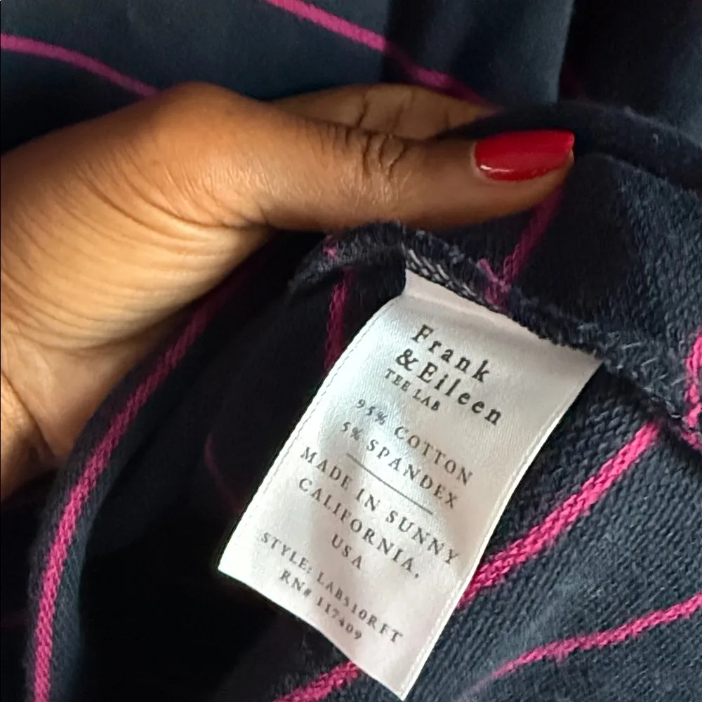 FRANK & EILEEN STRIPED LONG-SLEEVE PULLOVER HENLEY SWEATSHIRT SMALL - Image 5