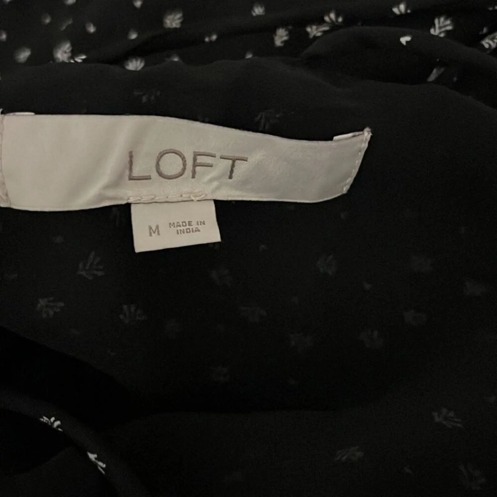 Loft Cami Tank Top Womens M Black White Floral Print Strappy Flowy Whimsigoth - Image 5