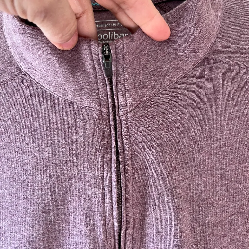 Coolibar Sz M Purple UPF 50 Full Zip Jacket Kangaroo Pockets Thumb Holes Stretch Size M - Image 4