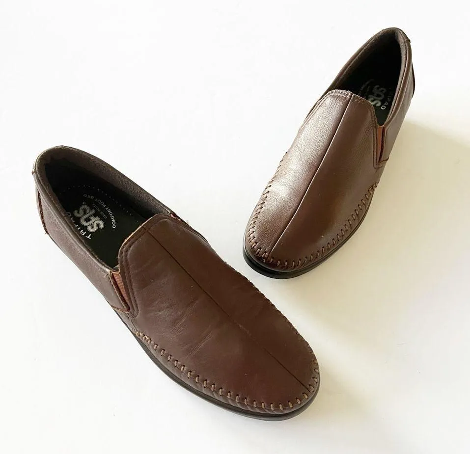 SAS Brown Leather Loafer Women’s Size 8.5 N Whipstitch Detail Comfort Orthapedic - Image 8