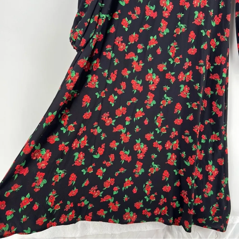 Fourteenth Place Romantic Floral‎ Sweatheart Puff Long Sleeve Tie Front Dress - Image 13