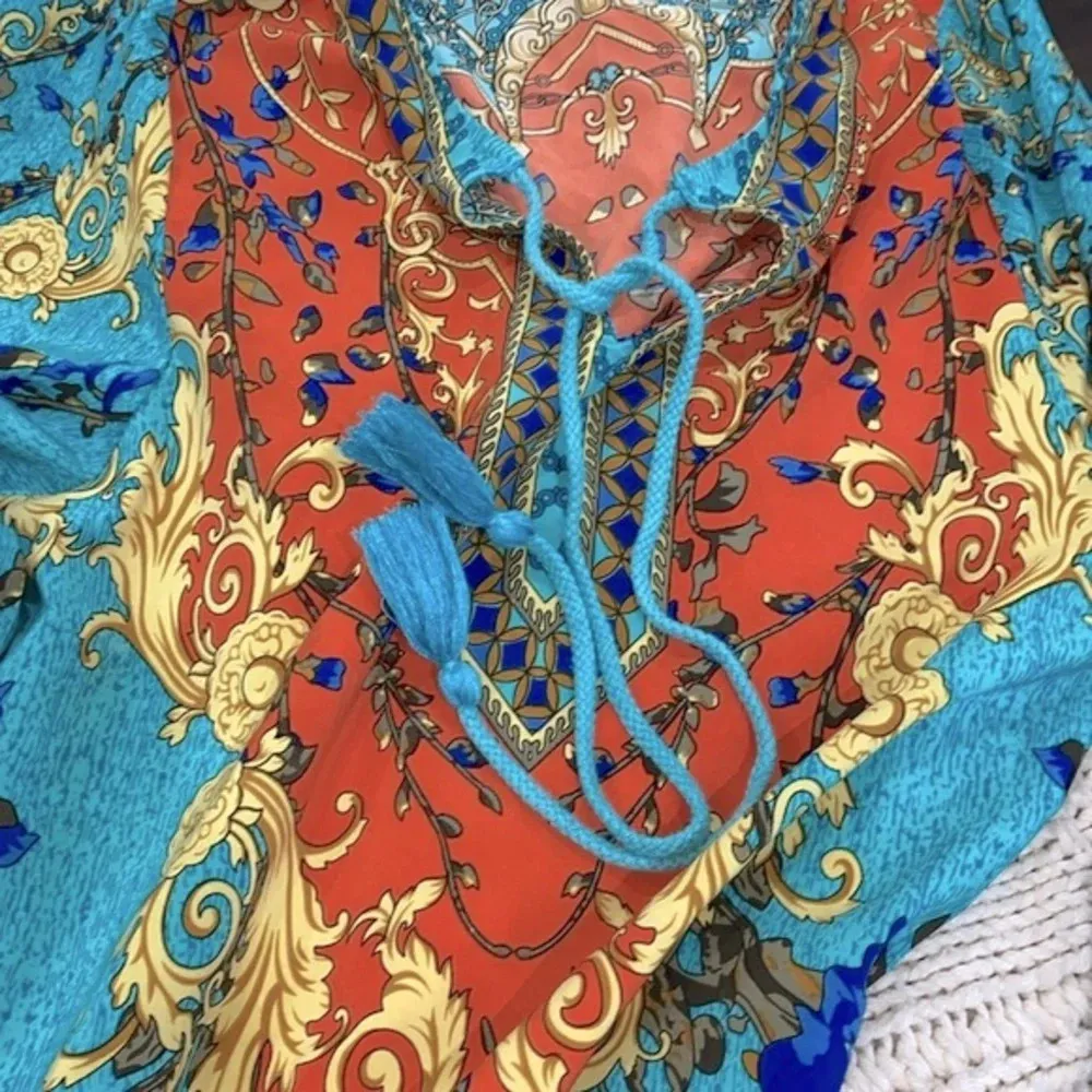 Urban Coco turquoise paisley top with tassels size medium - Image 7