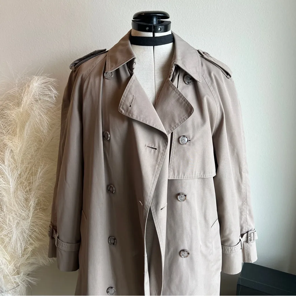 Vintage London Fog Tan Classic Trench Coat With Zip Liner - Image 7