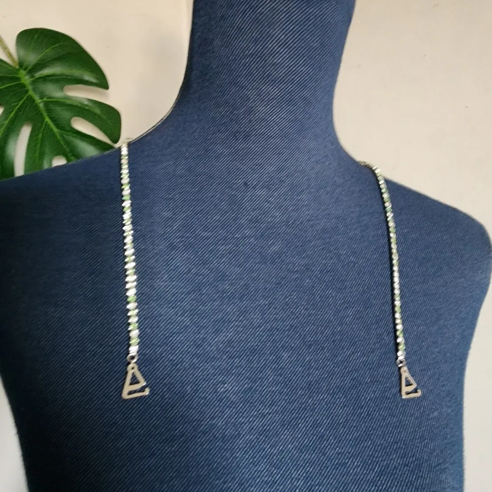 Silver with Green and Clear Crystal Rhinestone Bra Straps New Size undefined - Image 4