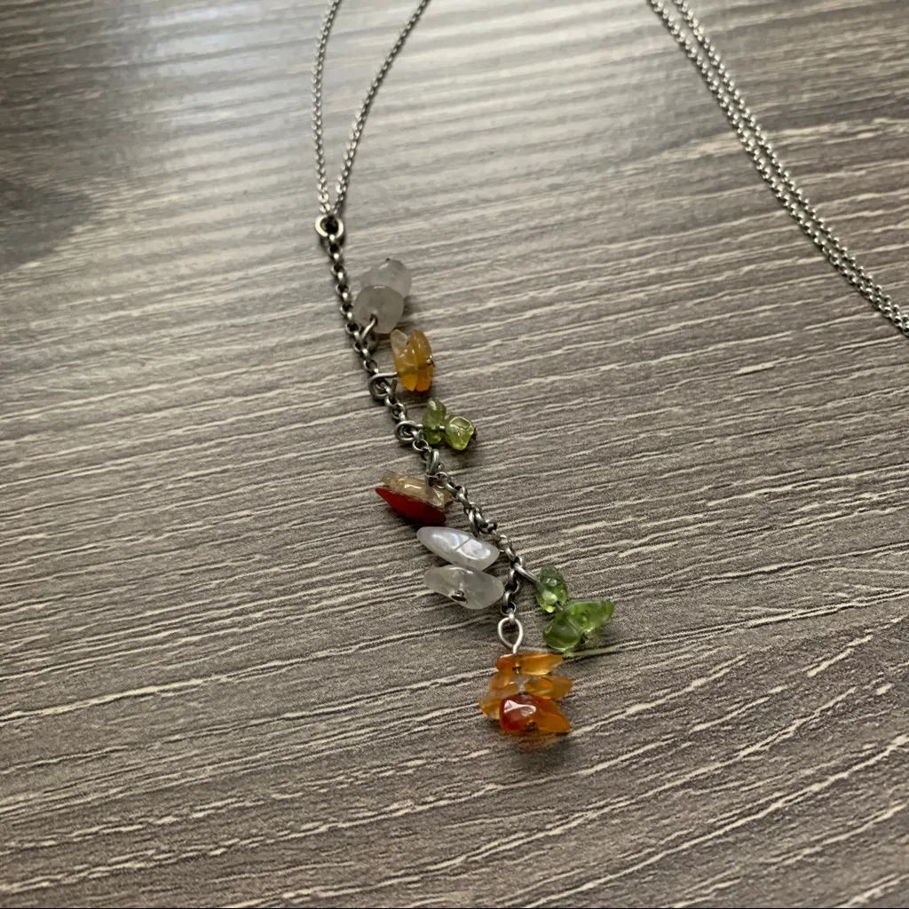 925 Sterling Silver Lariat Necklace Peridot Y2K Semiprecious Stones Gems - Image 8