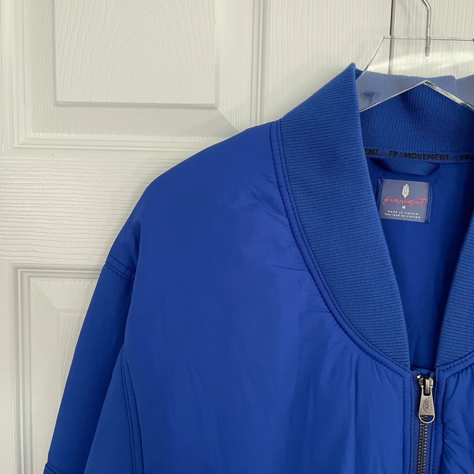 Free People Movement Midnight Moon Solid Bomber Jacket in Cobalt Blue Size M - Image 3