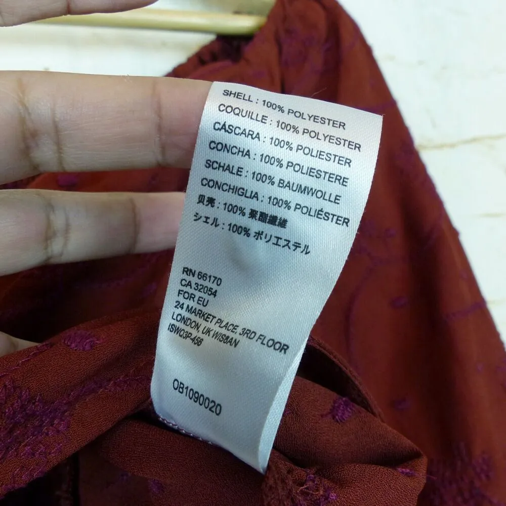 Urban Outfitters Twist Front Crop Top Women XS Terra Cotta Embroidered Vneck $64 - Image 13