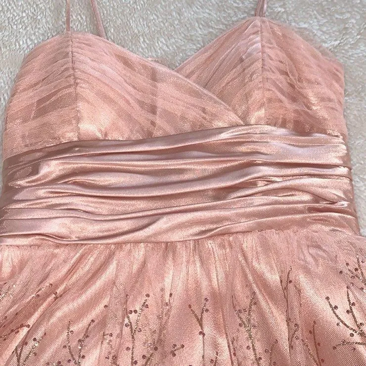 Junior's Morgan & Co Glitter Pink & Gold Party Dress Size 1/2 - Image 2