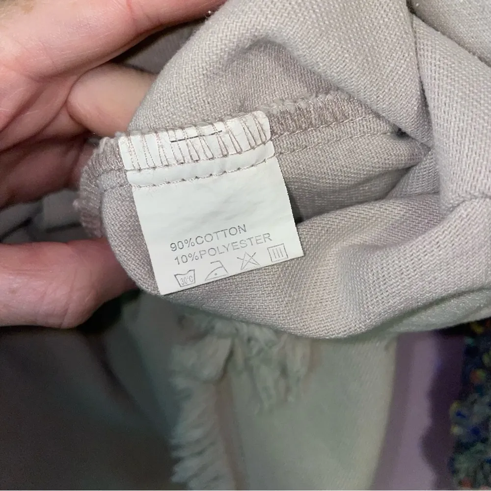 Light Grey Jean Jacket M Oversized Blue Velvet Sequins Cotton Blend Size M - Image 5