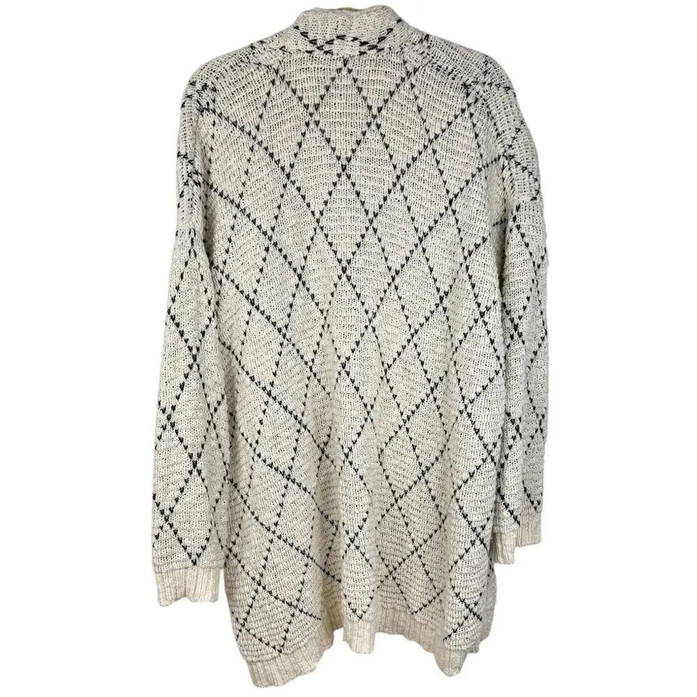 Eileen Fisher Diamond Kimono Cardigan L/XL Soft White and Black Organic Cotton - Image 6