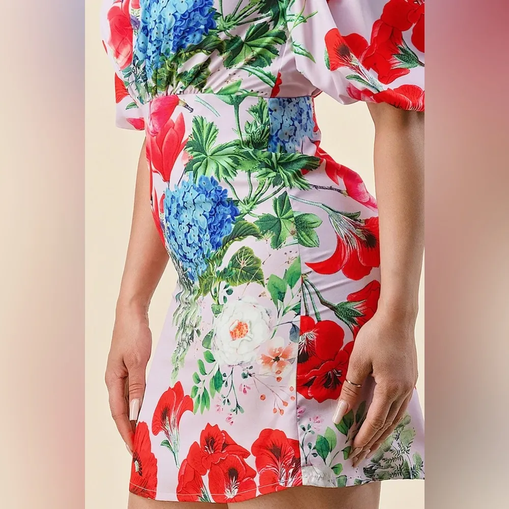 AMTIOUS Kara floral mini dress ✨ Red Size L - Image 2