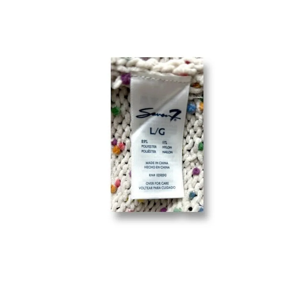 Seven7 Beige Confetti Chunky Knit‎ Sweater Crew Neck Academia Preppy Size Large - Image 10