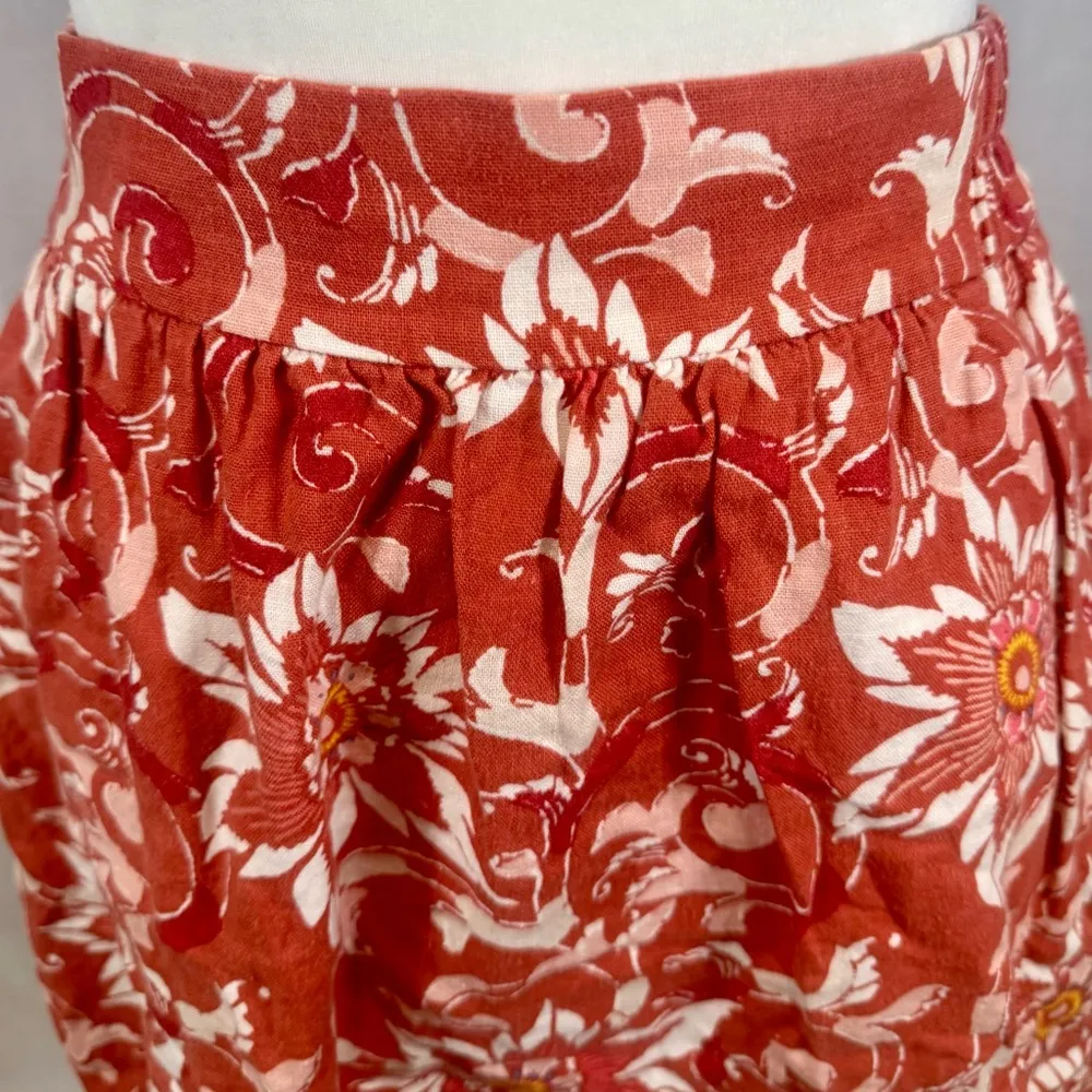 Loft fiesta floral linen blend skirt with pockets size XS - Image 2