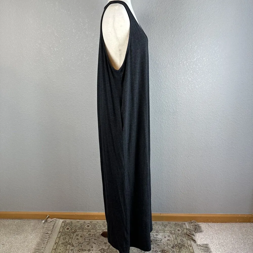 Natural Life Sleeveless Wide Leg Jumpsuit One Size Gray Heather Jersey Pockets - Image 7