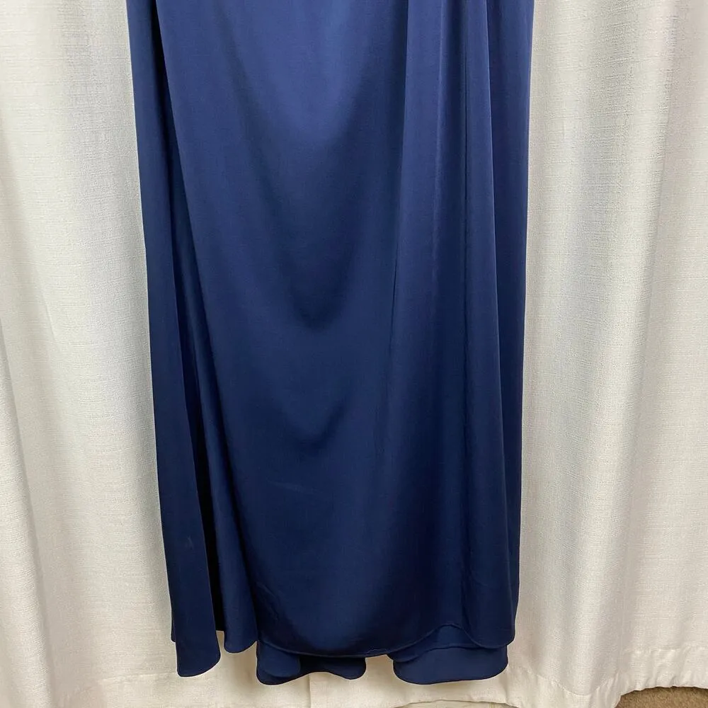 Mac Duggal Midnight Blue Fabulous Lace Illusion Bodice Beaded Belt Gown Sz.22W - Image 6