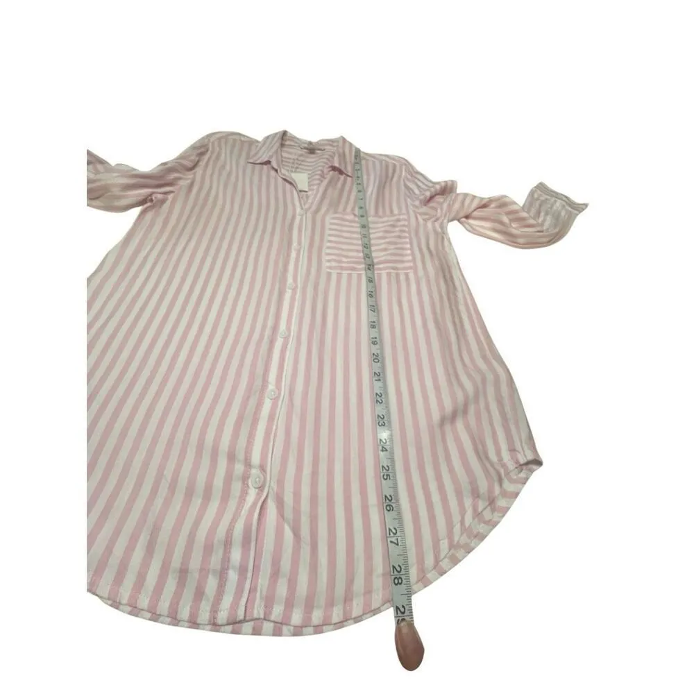 Beachlunchlounge Button down Blouse Sz M Pink/White NWT - Image 7